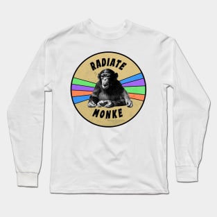 Radiate monke monkey funny happy chimp meme Long Sleeve T-Shirt